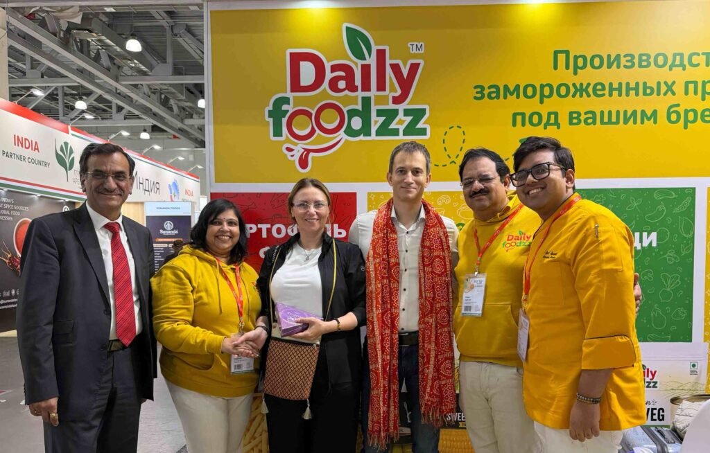 The Daily Foodzz team at Stand A5097-17 in the India APEDA pavilion, WorldFood Moscow 2026